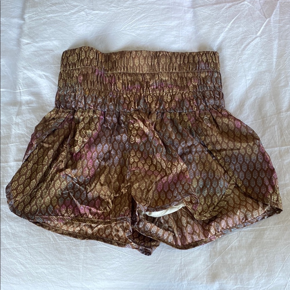 FP Movement by Free People High Waist Shorts - Brown and Pink